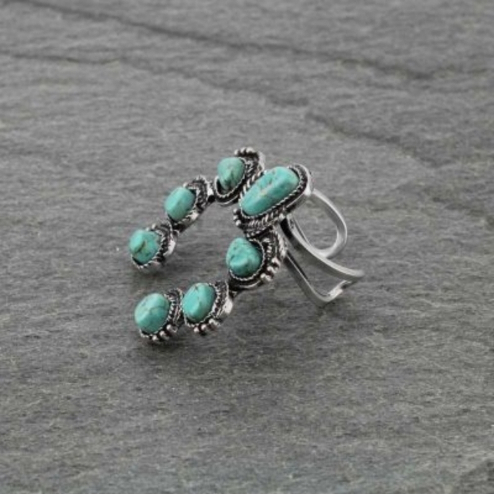 LAST ONE!! Squash Blossom Natural Stone Ring - Picture 6 of 7